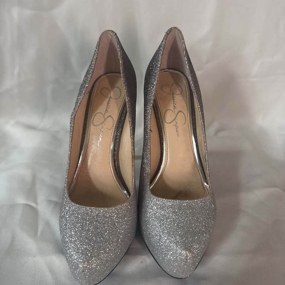 Jessica Simpson Parisah 5" Platform Pump Silver Glitter Ombre